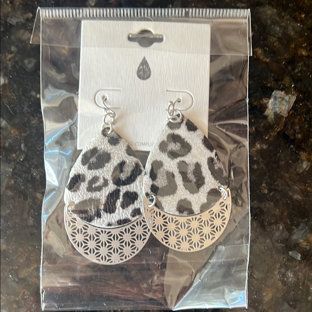 Leopard Print Teardrop Earrings
